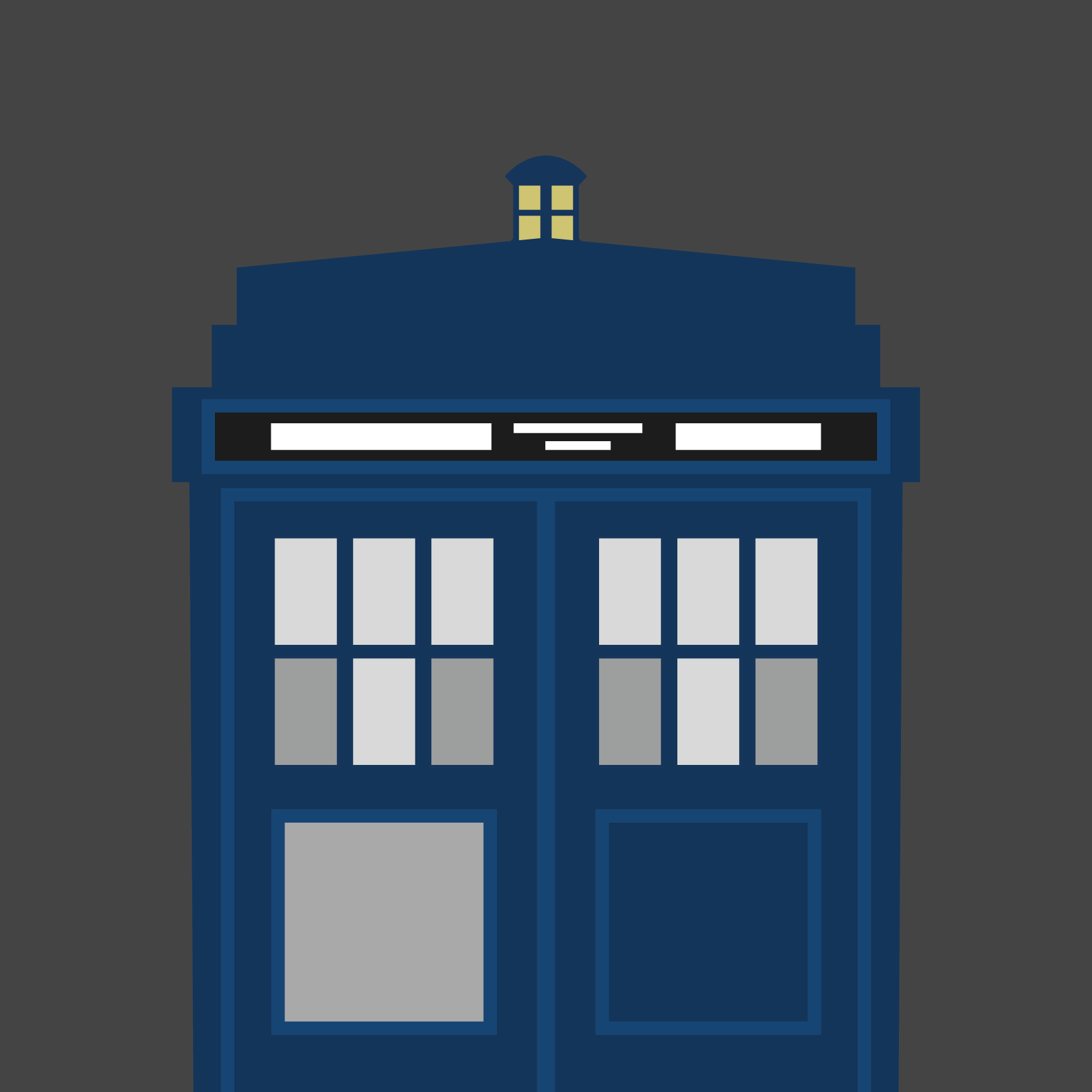 Logo représentant un Tardis en à plat de couleurs